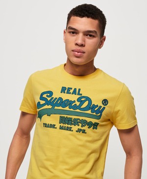 Superdry Vintage Logo Fade Mid Weight Férfi Pólók Sárga | AHWTL0914